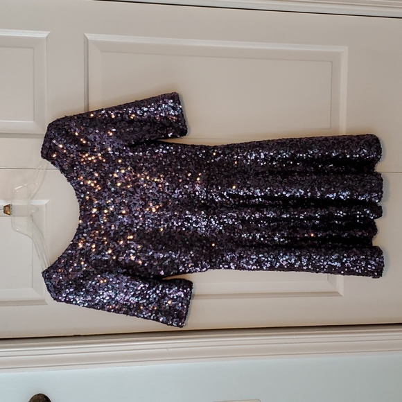 French Connection Dresses & Skirts - French Connection Purple Sequin Skater Dress